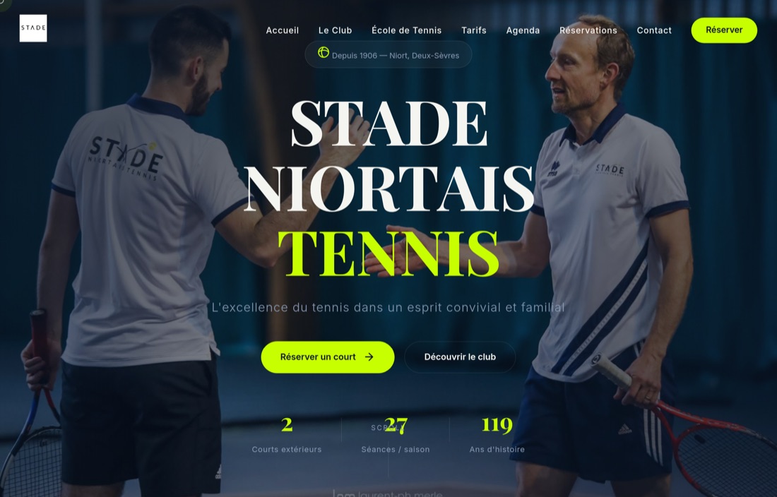 Site web Stade Niortais Tennis — Club de tennis, réalisé par Figlify